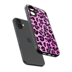 pink leopard fur back phone cover | glass case for iphone 16