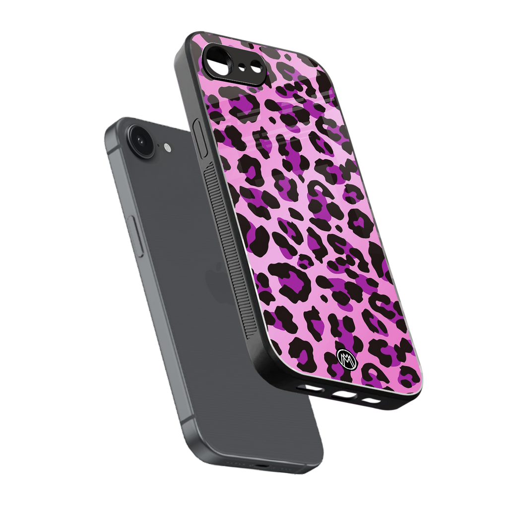 pink leopard fur back phone cover | glass case for iphone 16e