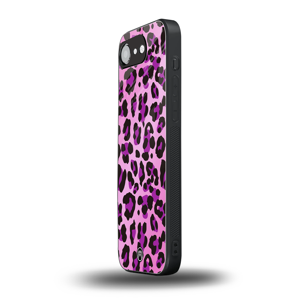 pink leopard fur back phone cover | glass case for iphone 16e