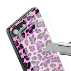 pink leopard fur back phone cover | glass case for iphone 16e