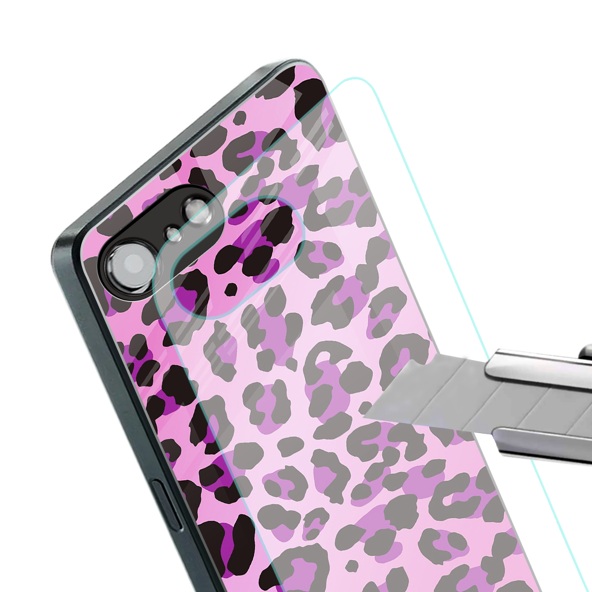 pink leopard fur back phone cover | glass case for iphone 16e