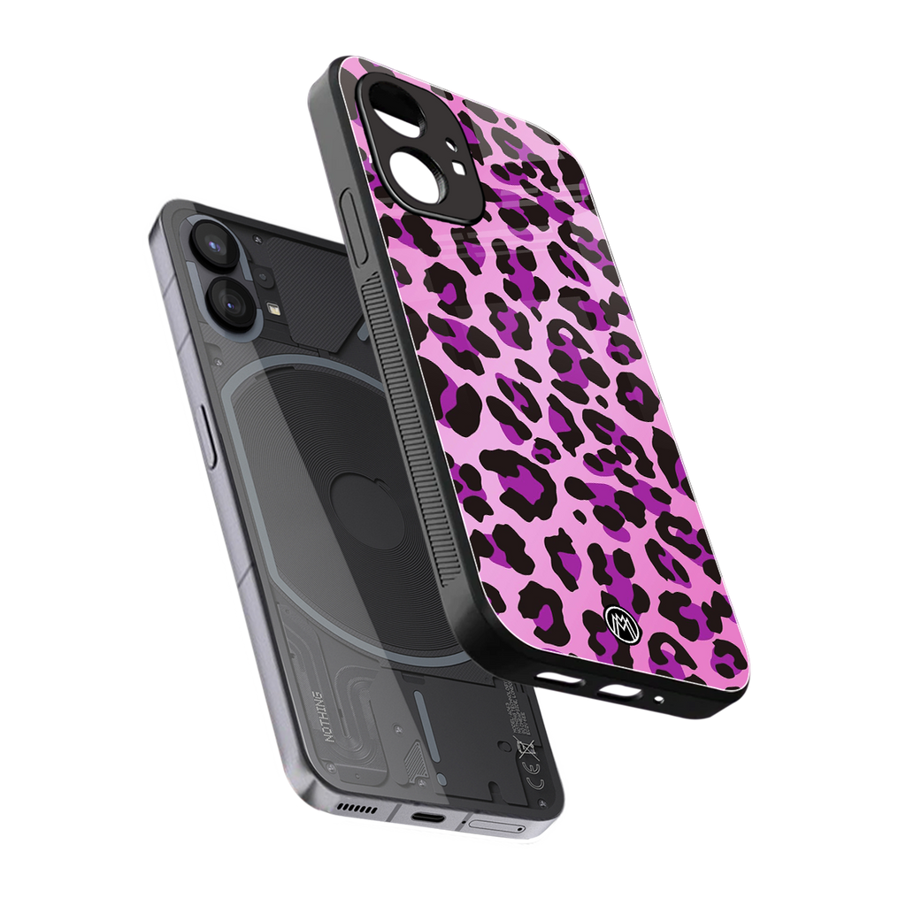 pink leopard fur back phone cover | glass case for nothing phone 1