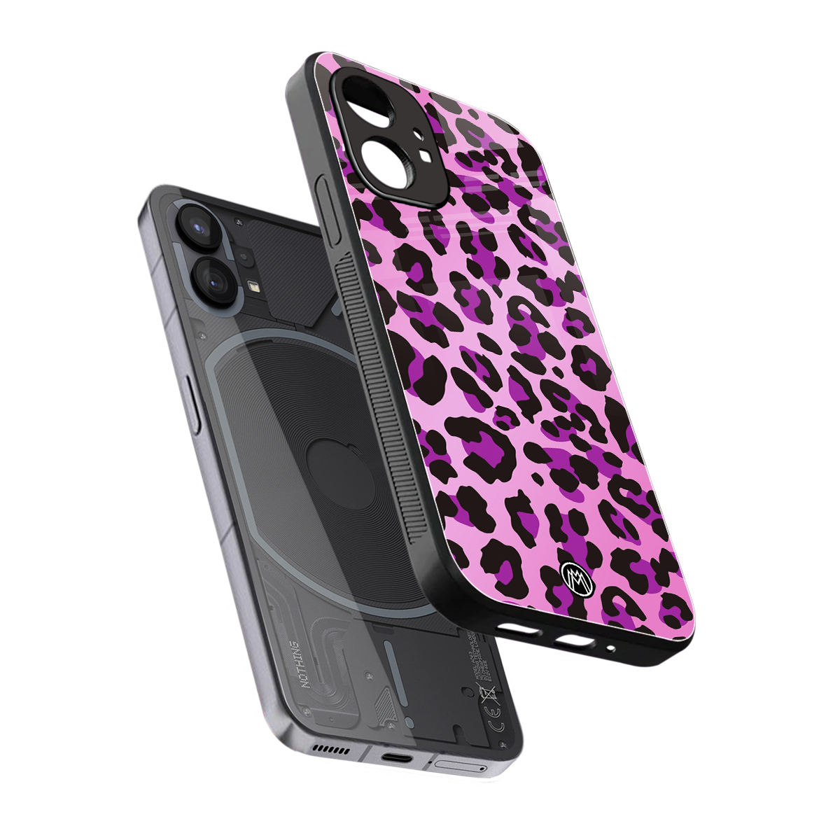 pink leopard fur back phone cover | glass case for nothing phone 1