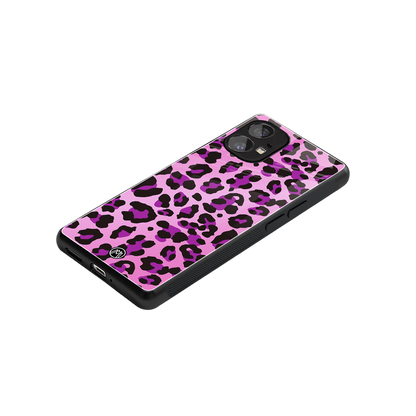 pink leopard fur back phone cover | glass case for nothing phone 1