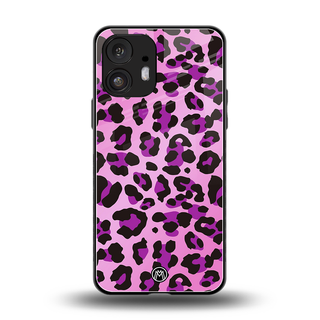 pink leopard fur back phone cover | glass case for nothing phone 2