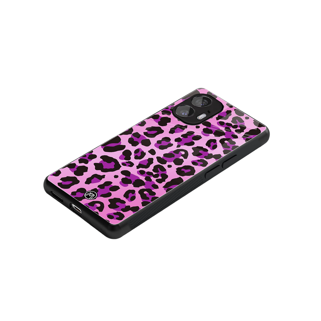 pink leopard fur back phone cover | glass case for nothing phone 2
