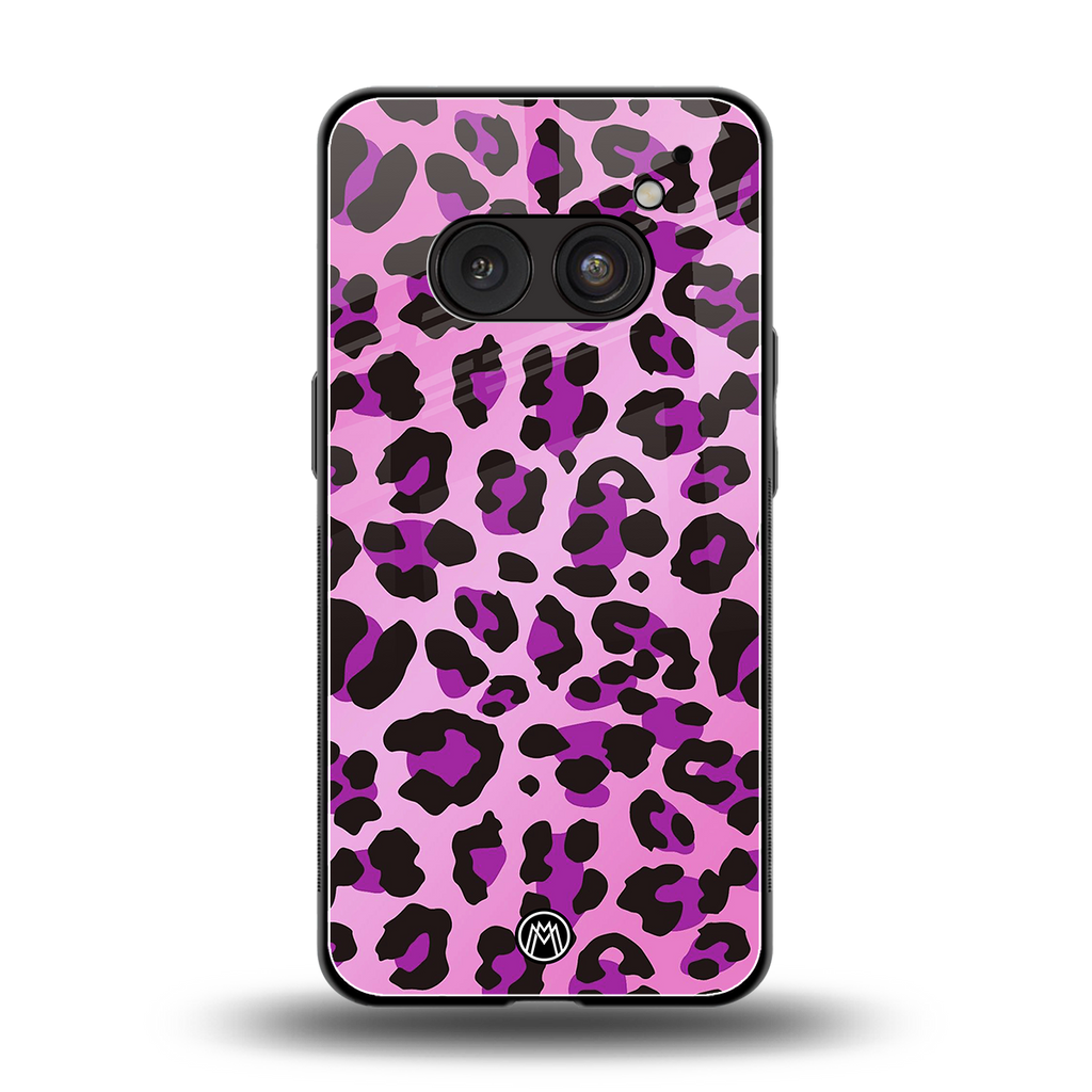 pink leopard fur back phone cover | glass case for nothing phone 2a