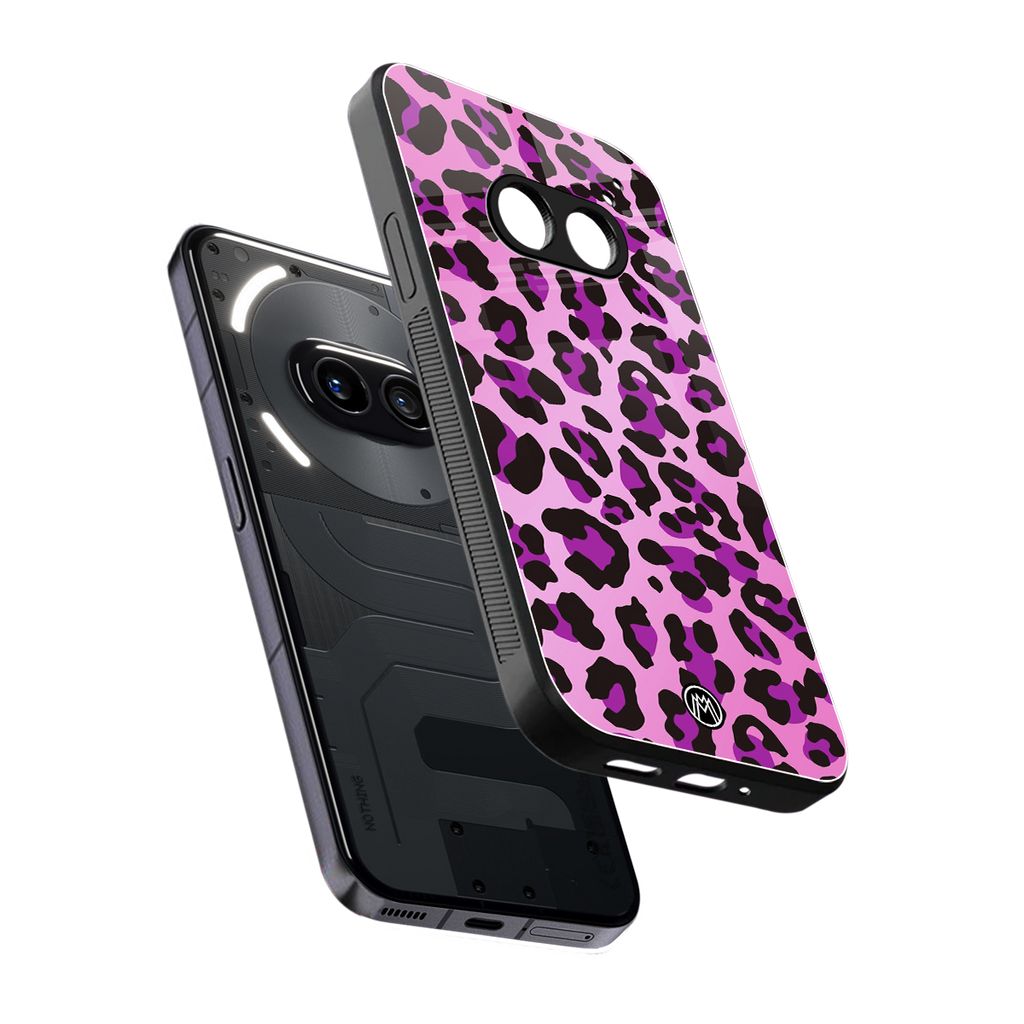 pink leopard fur back phone cover | glass case for nothing phone 2a