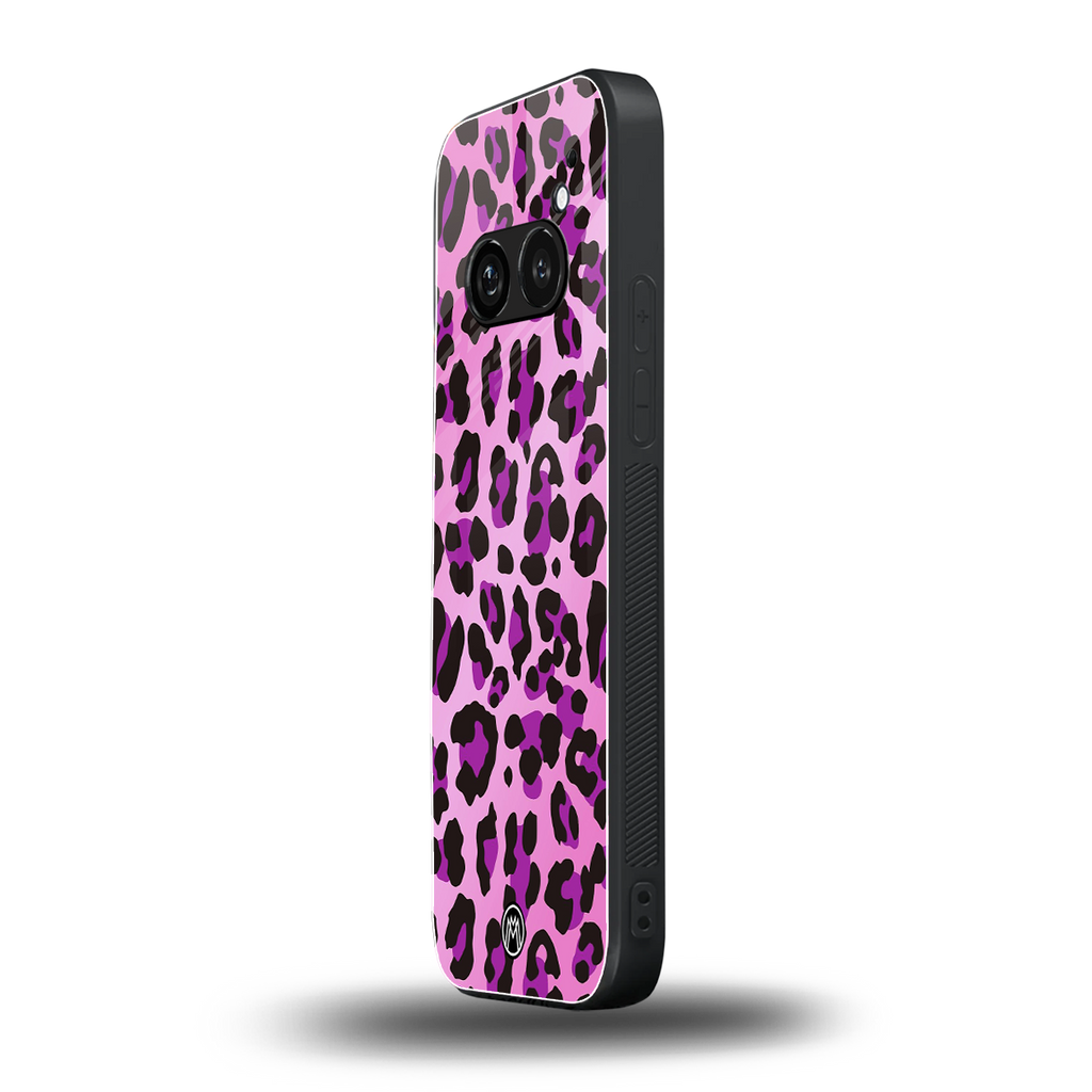 pink leopard fur back phone cover | glass case for nothing phone 2a