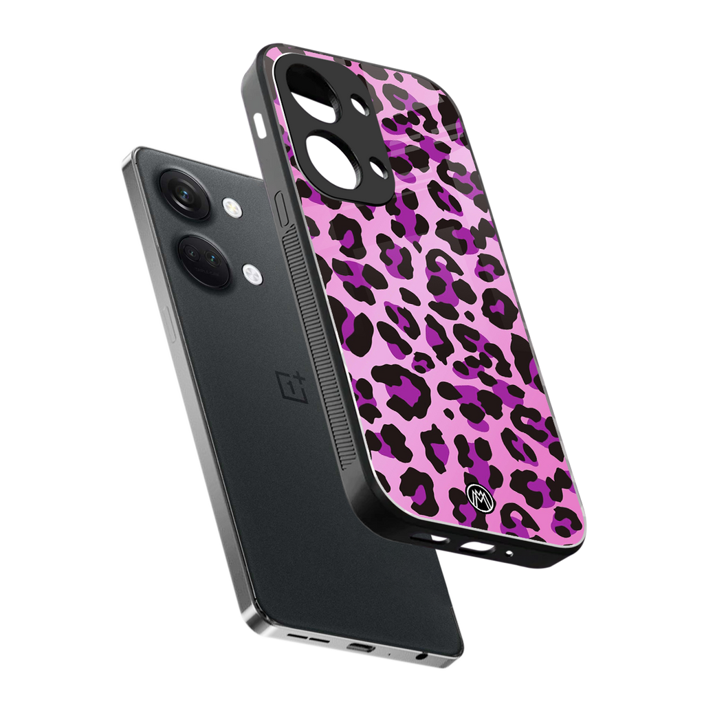 pink leopard fur back phone cover | glass case for oneplus nord 3