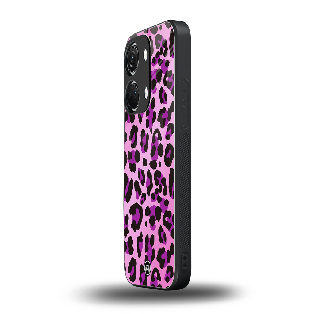pink leopard fur back phone cover | glass case for oneplus nord 3