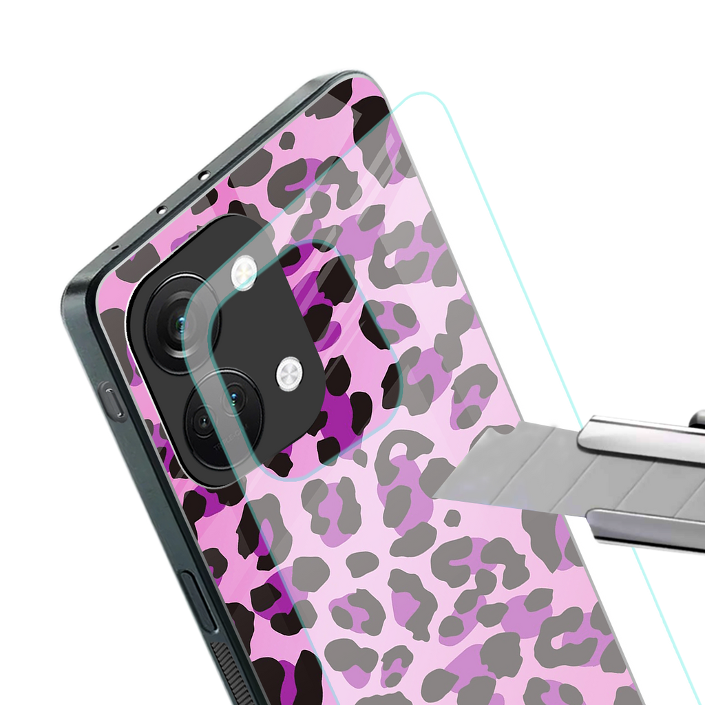 pink leopard fur back phone cover | glass case for oneplus nord 3
