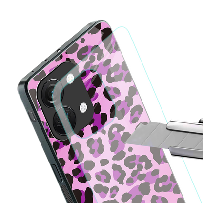 pink leopard fur back phone cover | glass case for oneplus nord 3