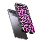 pink leopard fur back phone cover | glass case for oneplus nord 4