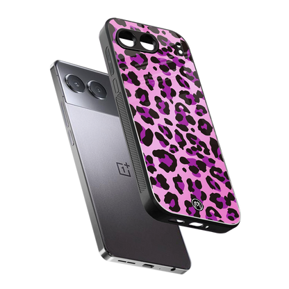 pink leopard fur back phone cover | glass case for oneplus nord 4