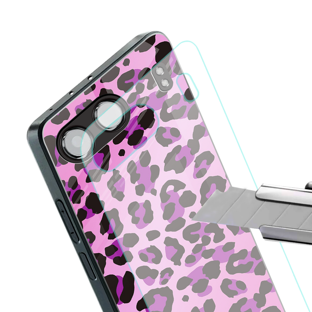 pink leopard fur back phone cover | glass case for oneplus nord 4