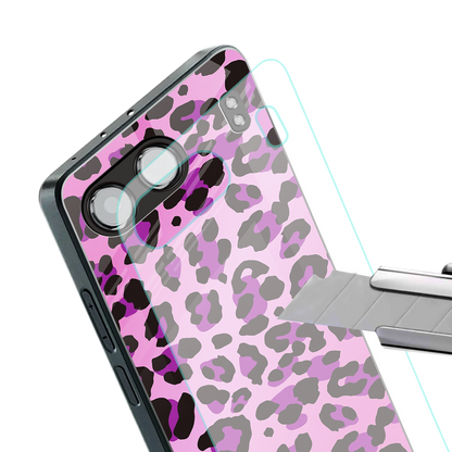 pink leopard fur back phone cover | glass case for oneplus nord 4
