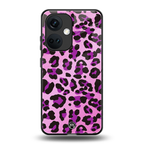 pink leopard fur back phone cover | glass case for oneplus nord ce 3