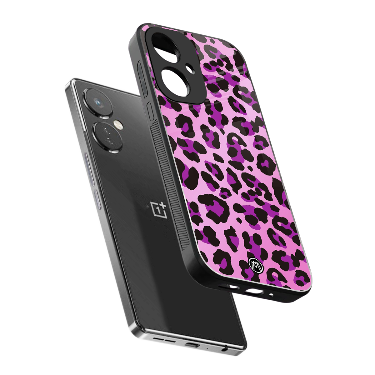 pink leopard fur back phone cover | glass case for oneplus nord ce 3