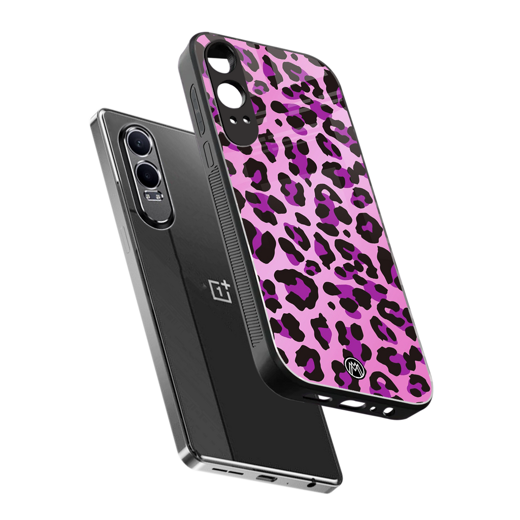 pink leopard fur back phone cover | glass case for oneplus nord ce 4 lite