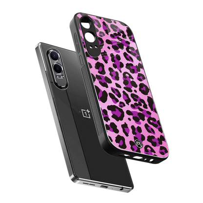 pink leopard fur back phone cover | glass case for oneplus nord ce 4 lite