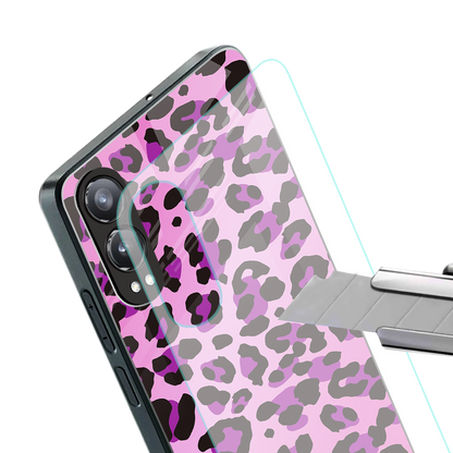 pink leopard fur back phone cover | glass case for oneplus nord ce 4 lite