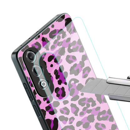 pink leopard fur back phone cover | glass case for oneplus nord ce 4
