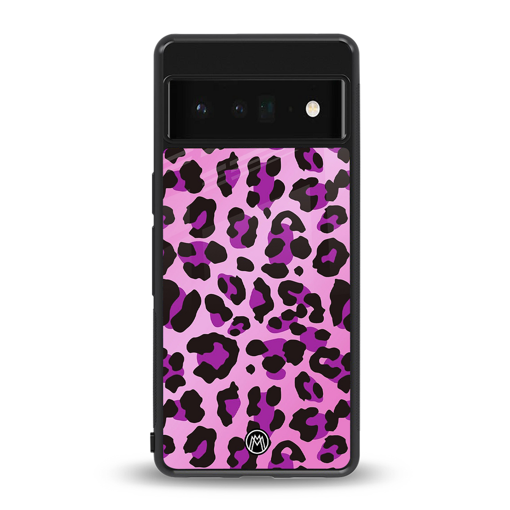 pink leopard fur back phone cover | glass case for google pixel 6 pro