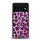 pink leopard fur back phone cover | glass case for google pixel 6 pro