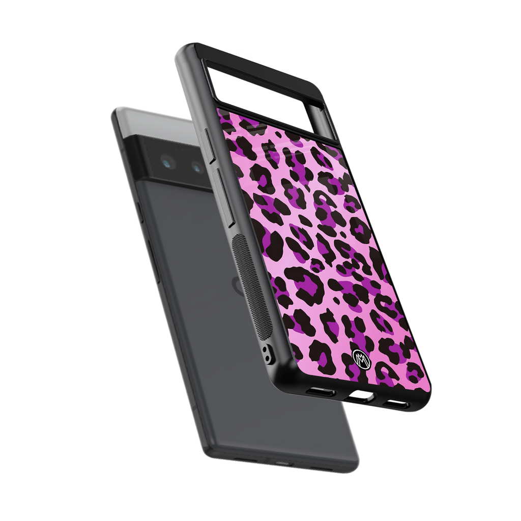 pink leopard fur back phone cover | glass case for google pixel 6 pro