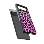 pink leopard fur back phone cover | glass case for google pixel 6 pro