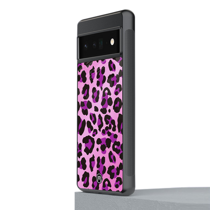 pink leopard fur back phone cover | glass case for google pixel 6 pro