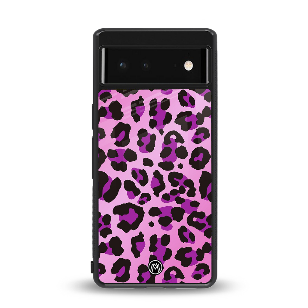 pink leopard fur back phone cover | glass case for google pixel 6