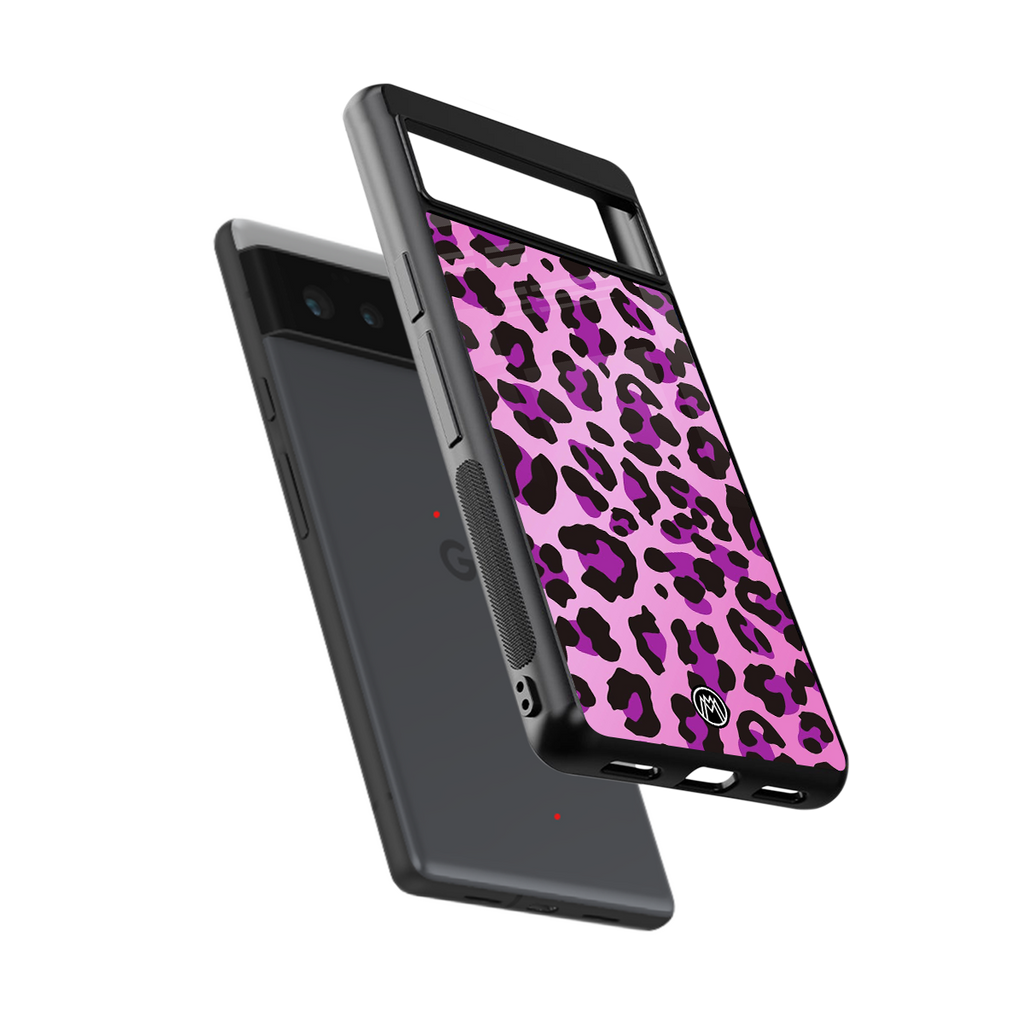 pink leopard fur back phone cover | glass case for google pixel 6