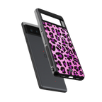 pink leopard fur back phone cover | glass case for google pixel 6