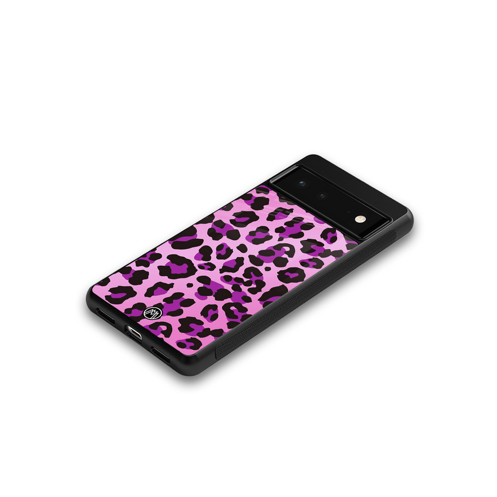 pink leopard fur back phone cover | glass case for google pixel 6