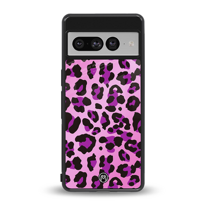 pink leopard fur back phone cover | glass case for google pixel 7 pro