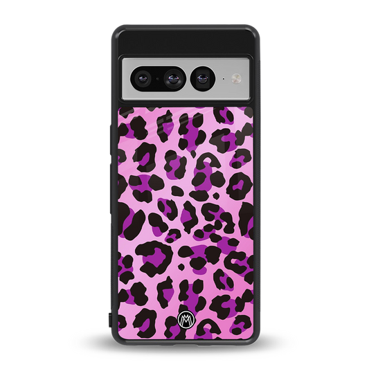 pink leopard fur back phone cover | glass case for google pixel 7 pro