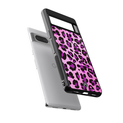 pink leopard fur back phone cover | glass case for google pixel 7 pro