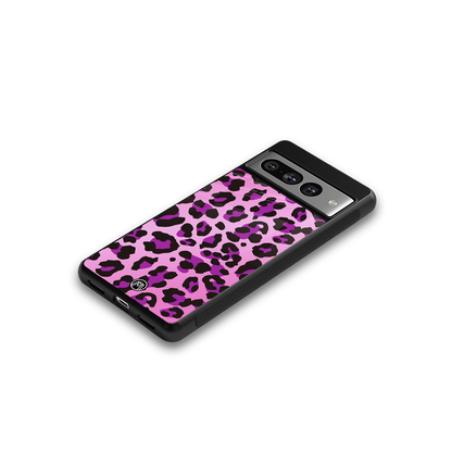pink leopard fur back phone cover | glass case for google pixel 7 pro
