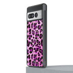 pink leopard fur back phone cover | glass case for google pixel 7 pro