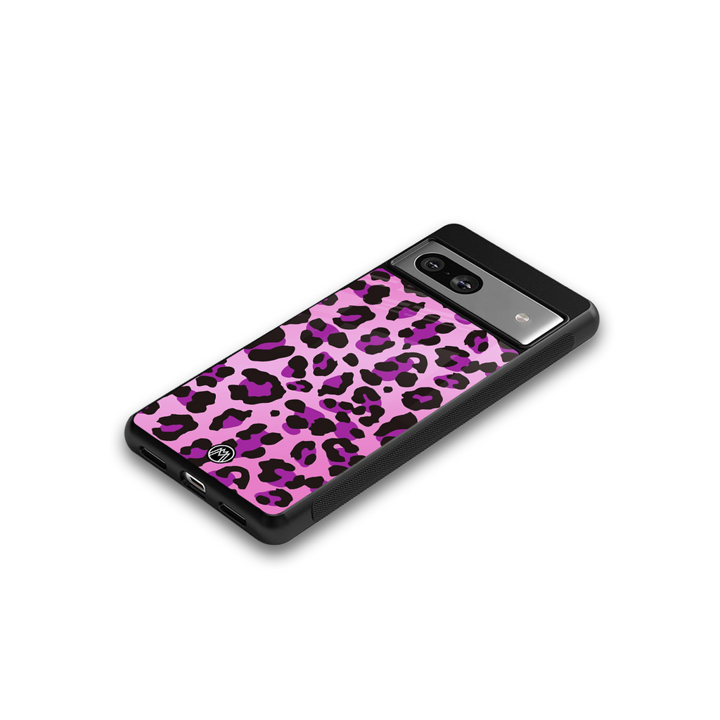 pink leopard fur back phone cover | glass case for Google Pixel 7