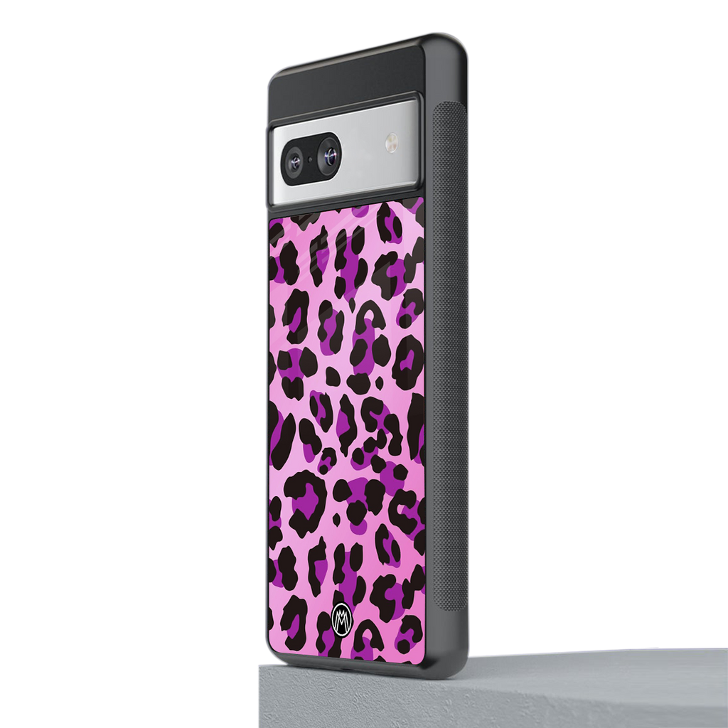 pink leopard fur back phone cover | glass case for Google Pixel 7