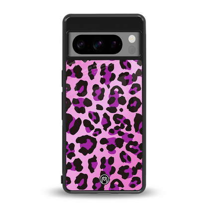 pink leopard fur back phone cover | glass case for google pixel 8 pro