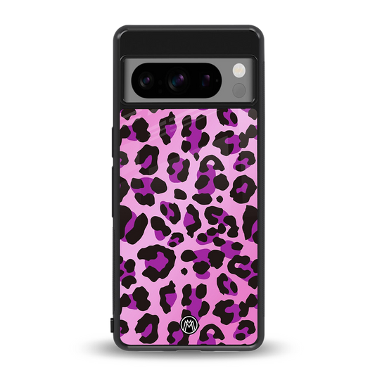 pink leopard fur back phone cover | glass case for google pixel 8 pro