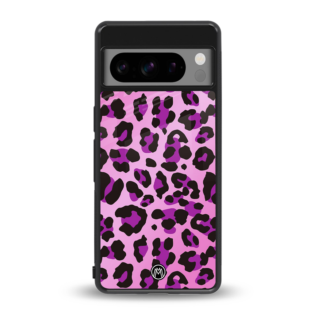 pink leopard fur back phone cover | glass case for google pixel 8 pro