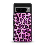 pink leopard fur back phone cover | glass case for google pixel 8 pro