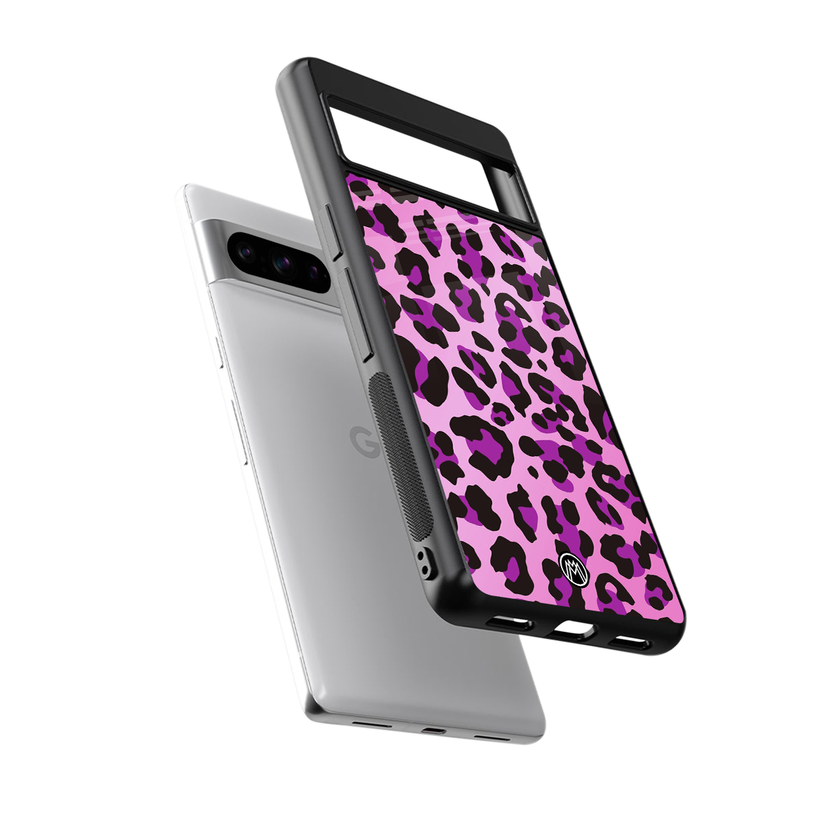 pink leopard fur back phone cover | glass case for google pixel 8 pro