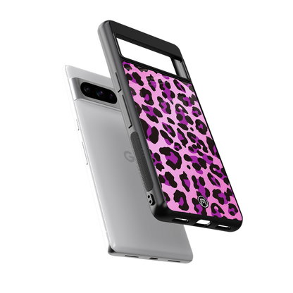 pink leopard fur back phone cover | glass case for google pixel 8 pro