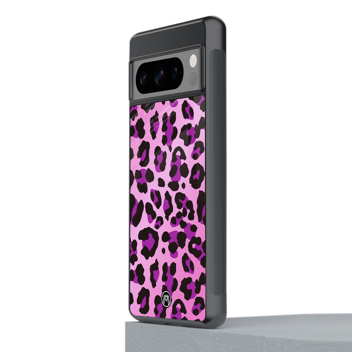 pink leopard fur back phone cover | glass case for google pixel 8 pro